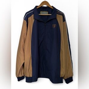 Vintage Track Jacket Navy Tan Colorblock Zip-Up Oversized XL